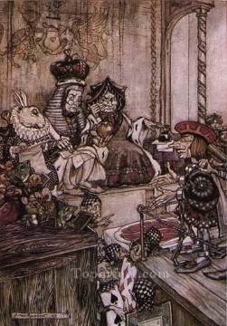 Alicia en el país de las maravillas que robó las tartas, ilustrador Arthur Rackham Pinturas al óleo